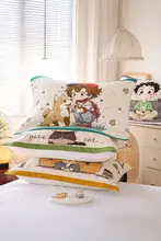 極上の柔らかさ！八層ガーゼコットン枕カバー【カートゥーンデザイン・家庭用・厚手】（セットアップ対応）