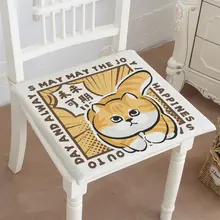 ユニークな猫デザインの麻混餐椅子クッション【オフィスや畳用・快適な座り心地】