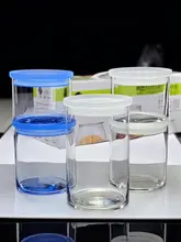 防湿機能付き 青色ガラス製の蓋付き収納容器【多用途・スタッキング可能】