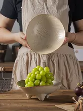 和風レトロ三脚粗陶皿【ユニークデザイン・お菓子やフルーツ用・クリエイティブ菜皿】