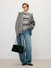 蝶之河 粗紡ウールのビンテージカラーストライプニットセーター【カジュアルシルエット・厚手】