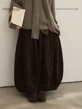 レトロコーデュロイワイドパンツ【秋冬・女性用・ルーズフィット】（セットアップ対応）