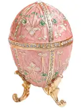 ロシア風エナメル彩のジュエリーボックス【イースターギフト・金属製・卵型】