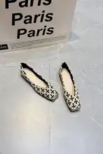 レトロなスクエアトゥフラットシューズ【夏用・通気性・ソフトソール・女性用】