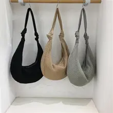 潮流デザインの片側ショルダーバッグ【結び紐・メッシュ素材】