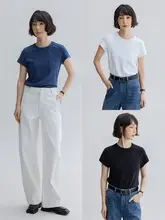 小飛袖の天絲リネン混コットン丸首短袖Tシャツ【春夏用・多色展開】