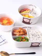 電子レンジ対応 分割式陶器お弁当箱【蓋付き・学生・テーブルウェア・スープ用】