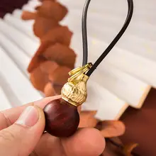 真ちゅう製 木製 福禄葫芦キーホルダー【クリエイティブデザイン・男女兼用・レトロスタイル】