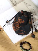 新中式デザインの手作りサテン製小銭入れ【ハンドストラップ・携帯用】