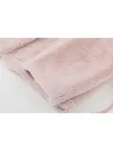 女性用ピンク系リボン付きファーコート【冬用・保温・ゆったりデザイン】