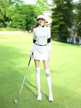 ゴルフ用レディースレイヤードスカートパンツ【防透け・ストレッチウエスト・スリット入り】