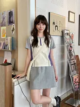 刺繍入りのバイカラー防晒短袖Tシャツ【アウトドア用・細見えデザイン】