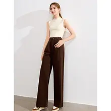 ハイウエストデニムパンツ【ゆったりシルエット・通勤用・女性用】（セットアップ対応）