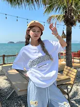 半袖Tシャツ レディース 綿100% クルーネック レタープリント 着痩せ 肌映え アメカジ ストリート 夏「SIXMINU」