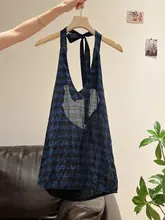 韓国のセクシーなホットガールチェック柄ストライプサスペンダー