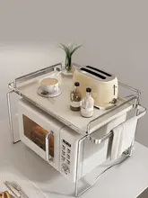 キッチン用 ステンレス製 二段式調理器具収納ラック【電子レンジ・フライヤー対応】
