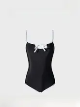 Arielle de Pinto 三角ビキニ風シンプルワンピース水着【女性用・スリム・温泉用】