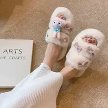 可愛いウサギデザインのふわふわ室内スリッパ【秋冬用・厚底・外履き対応】