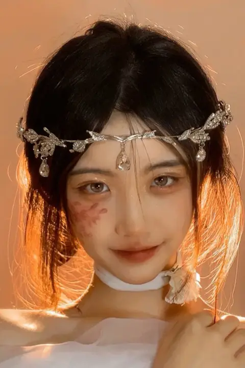 水晶装飾付き ヘアバンド【リーフデザイン・花冠風・ウェディング・古風スタイル】
