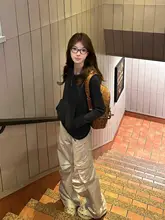 ワークパンツ 女性 ロング ストリート ゆったり ベージュ 多ポケット ヴィンテージ