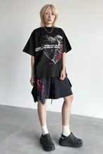 夏のトレンド！ユニセックス Tシャツ【ハートプリント・ルーズフィット・柔らかな生地】