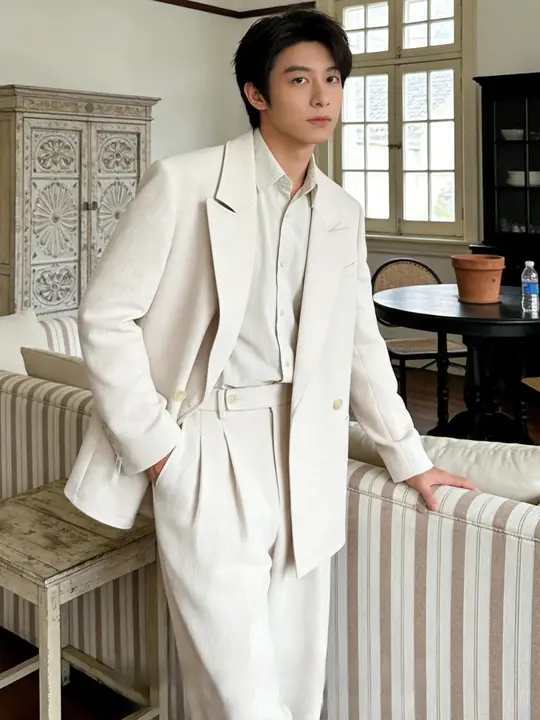 高級感あるゆったりした男性用テーラードジャケット【フォーマル・結婚式・カジュアル】（セットアップ対応）