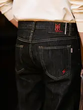 Mbbcar メンズ デニムパンツ【ブラック・ウォッシュ加工・ストレートフィット】