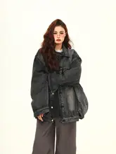 秋冬用アメリカンスタイルのヴィンテージ風デニムジャケット【ユニセックス・ウォッシュドブルー】