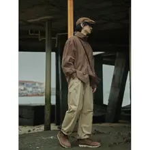 ユニークデザインのスタンドカラーシャツ【春秋用・フィット・カジュアル工装スタイル】