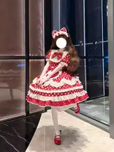 草莓デザインのロリータケーキドレス【古典的な二次元スタイル】（セットアップ対応）