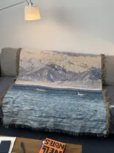 雪山と白鳥の風景タペストリー【クリームカラー・インテリア装飾用・ソファカバー・毛布】