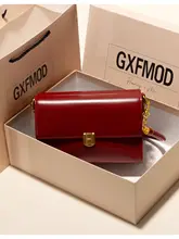 GXFMOD レディース ヴィンテージスタイル 本革 ショルダーバッグ【赤色・結婚式用・小型】