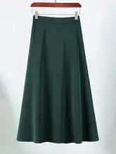 深緑色のAラインハイウエストロングスカート【プリーツ・レトロデザイン・大きいサイズ対応】