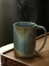 粗陶コーヒーカップ 家庭用 オフィス向け ヴィンテージ釉変化 大容量