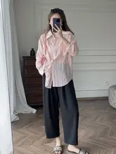 パンツ 女性 夏の新作 黒 色 ウエストゴム ストレート ハイウエスト 九分丈 ドレープ感 コクーン型