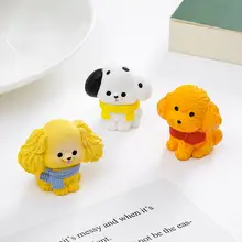 かわいいテディベアドットスカーフのミニ犬フィギュア【車内デスク用・DIY装飾アクセサリー】