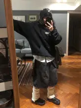 デニムパンツ レディース アメリカン風 クロップド ハーフパンツ ハイウエスト ワイド ストレート ウォッシュド ブラック サマー