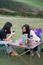 ブラックシカ アルミ合金製ピクニックテーブル【折りたたみ式・アウトドア用・携帯便利】