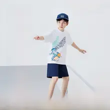 子供用 男の子スケートボードプリント半袖Tシャツとショートパンツ【夏用・快適なデザイン】（セットアップ対応）