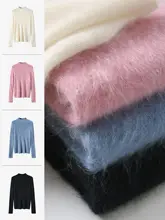 極上の柔らかさの白鹅绒＆桑蚕丝無縫一体軽量暖か中高ネックニット