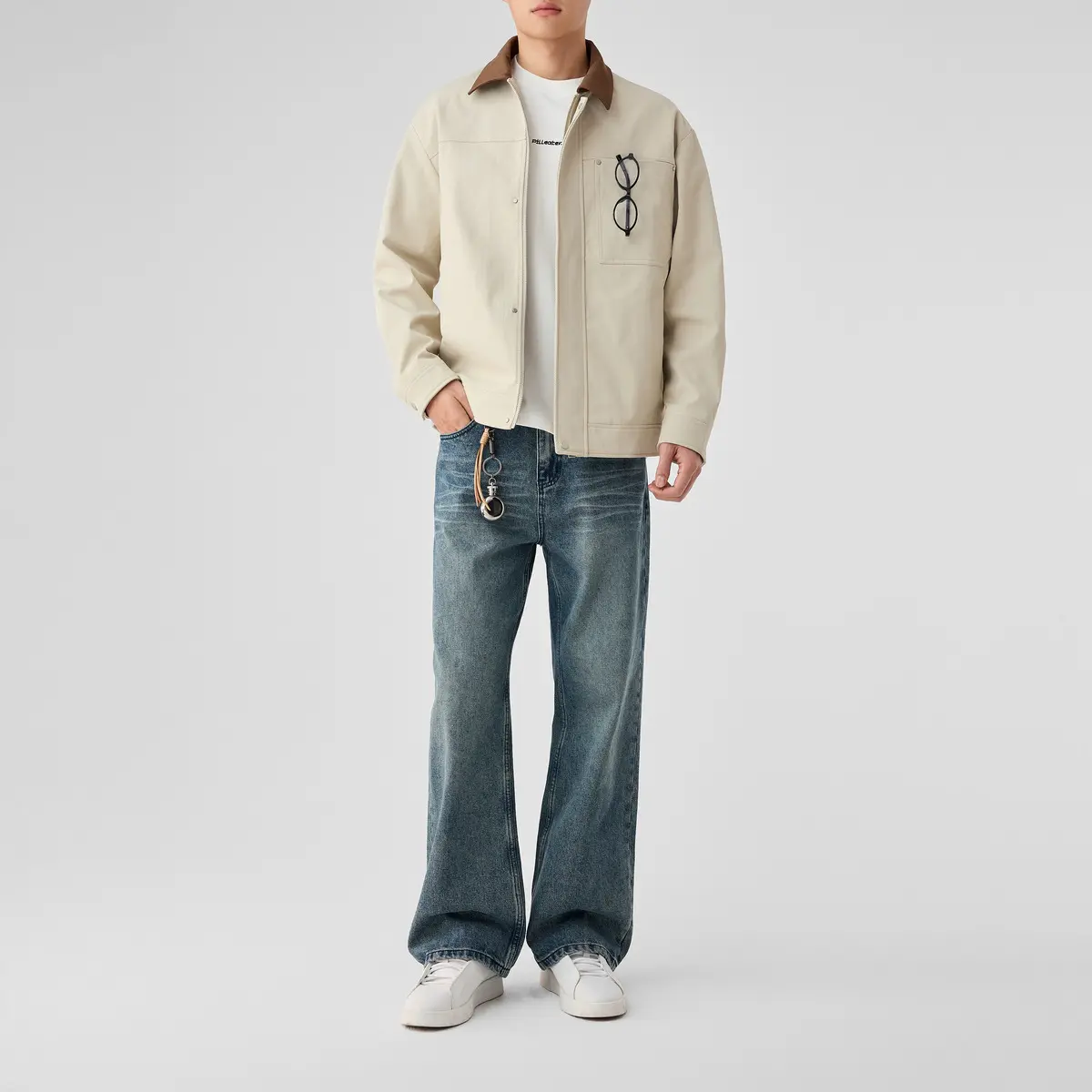 トリコロールカラーの翻領ジャケット【クラシックデザイン・メンズ用・秋冬対応】