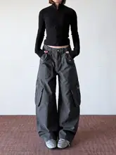 アメリカンレトロデザインのワイドレッグカーゴパンツ【ユニセックス・クリーンフィット・シルエ ット】