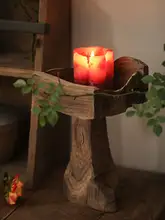 ヴィンテージ木製キャンドルスタンド【和の雰囲気・無垢材・玄関装飾用】