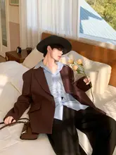 テーラードジャケット メンズ フェイクレイヤード バイカラー ブラウン ブルー 定番 大人カジュアル 春 アウター