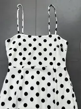 フレンチスタイルの大波点マキシドレス【エレガント・細身効果・キャミソール】