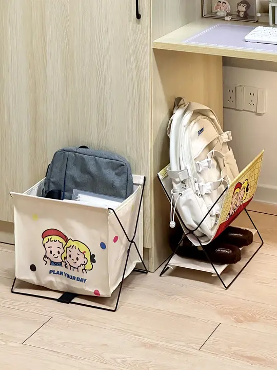 学生用バック収納ラック【折りたたみ式・デスク下用・耐荷重・パソコンバッグやスリッパ用】