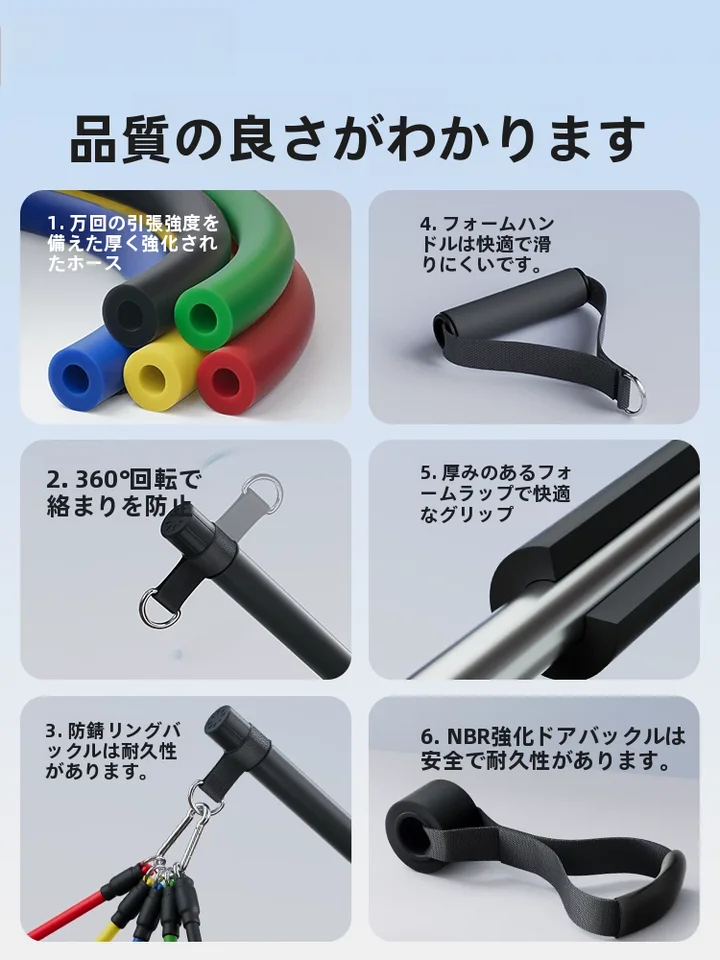 自宅で使えるトレーニング用エクササイズバンド【高位下拉訓練・男性向け・ドアに掛けられる】