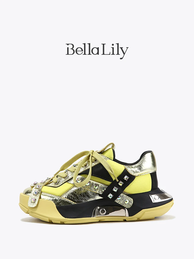 90s hiphop スニーカー風のカラーブロックデザイン スニーカー｜Bella Lily BG39516