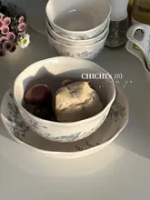 丼鉢 取っ手付き 陶器 チャイナテイスト ヴィンテージ インスタ映え おしゃれ 家庭用 サラダボウル ヌードルボウル 食器