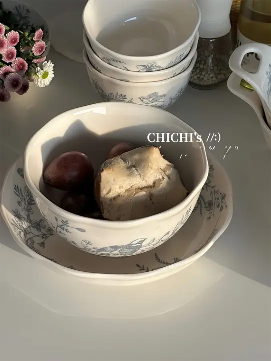 丼鉢 取っ手付き 陶器 チャイナテイスト ヴィンテージ インスタ映え おしゃれ 家庭用 サラダボウル ヌードルボウル 食器